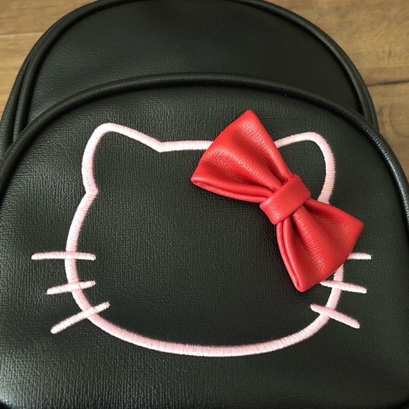 HELLO KITTY-NWT Black Faux Leather Mini Backpack - Picture 2 of 15